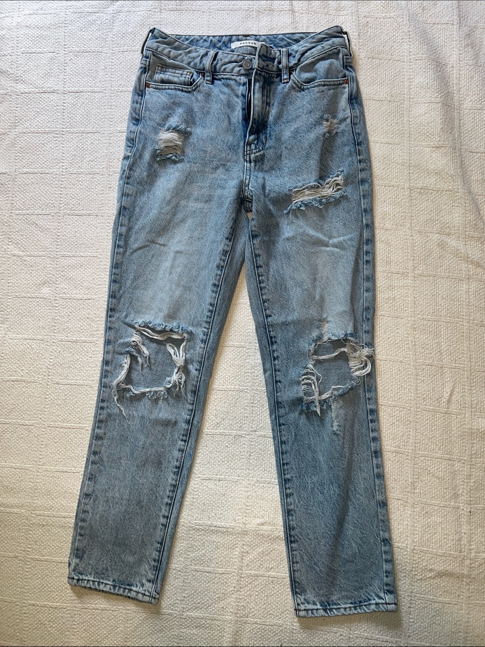 PacSun High Rise Light Blue Distressed Mom Jeans